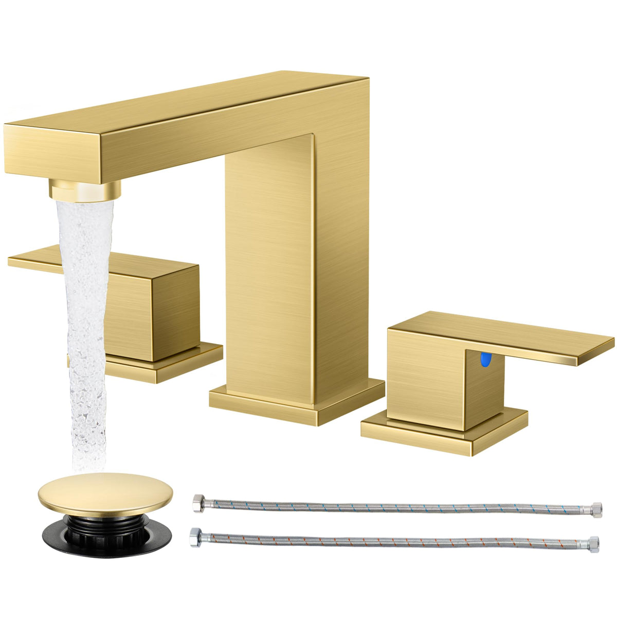 Cobbe Waterfall Bathroom Faucet, Brushed Nickel 4 Inch Centerset 3 Hole