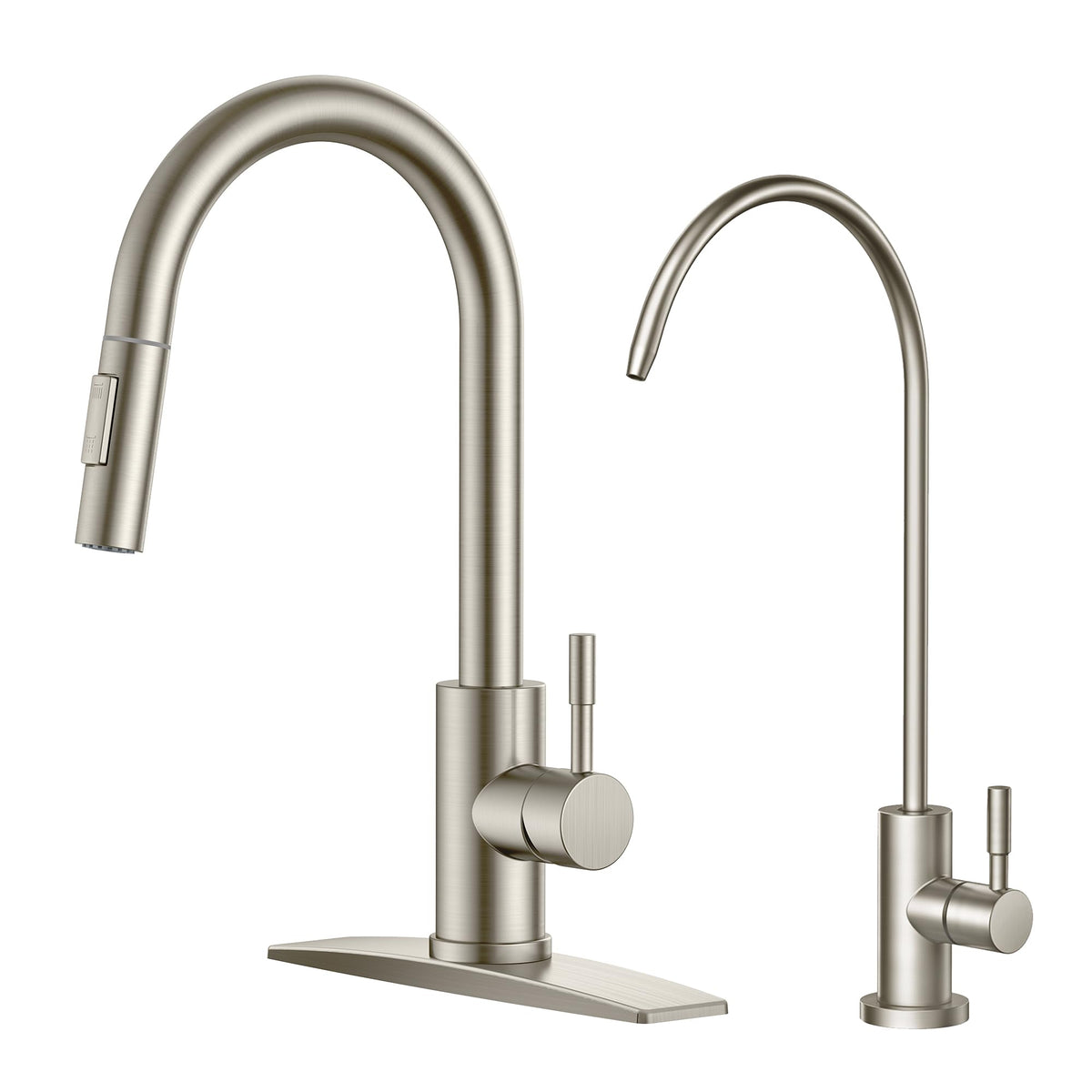 FORIOUS Kitchen Faucet with Pull Down Sprayer, Modern Brushed Nickel