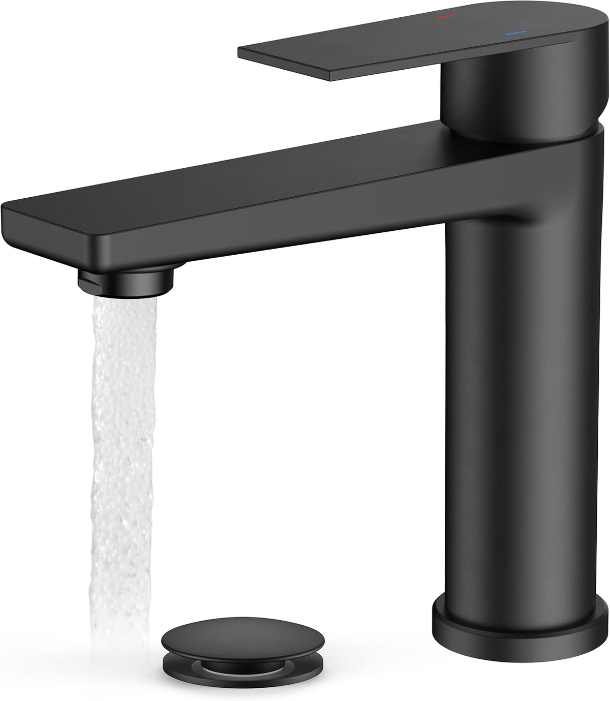 FORIOUS Single Hole Bathroom Faucet Black Matte, Commercial Faucet