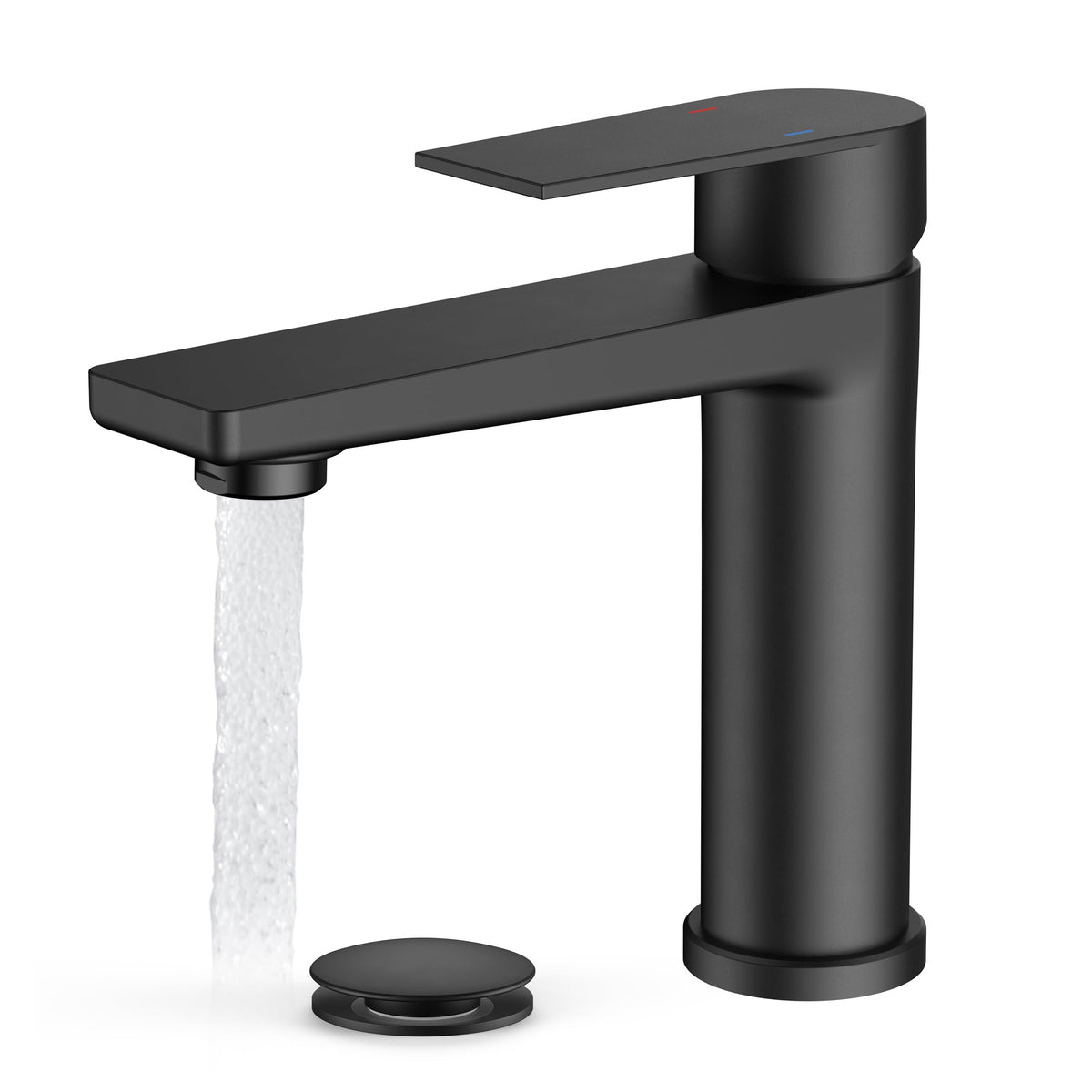 FORIOUS Single Hole Bathroom Faucet Black Matte, Commercial Faucet