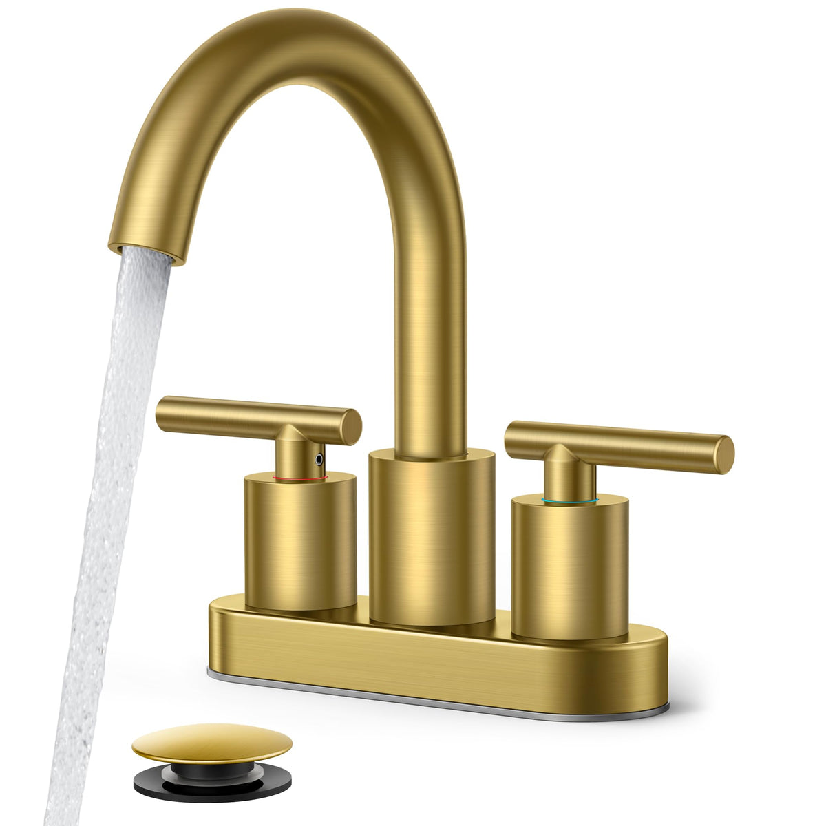 FORIOUS 8 Inch Brushed Gold Bathroom Faucet 3 Hole, Widespread Gold Faucet