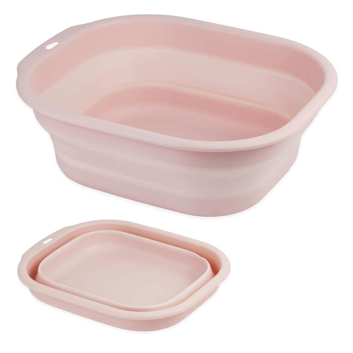 Collapsible Wash Basin Set of 2, Foldable Small Medium Size Wash Basin, Portable Plastic Basins for Laundry, Bottles, Travel, Camping (Green)