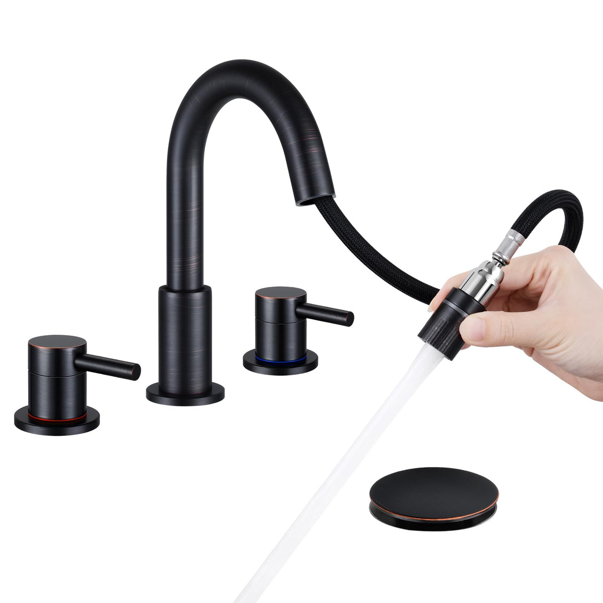 Bathroom Faucet 3 Hole Brushed Nickel, 2-Handle Widespread Faucet