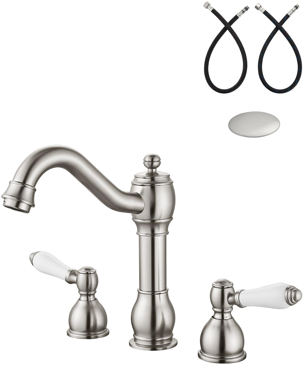 Aolemi Widespread Bathroom Sink Faucet 3 Hole Metal Lever Antique Brass