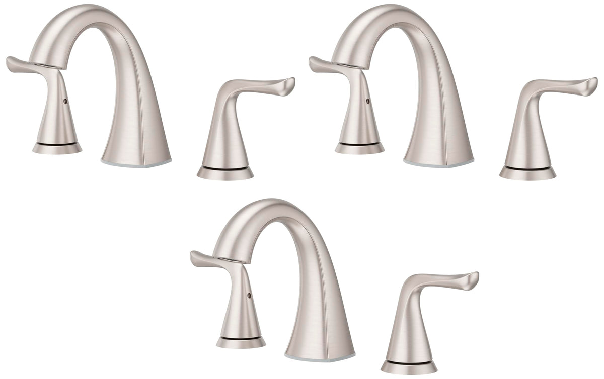 Pfister Willa 4 inch Centerset Bathroom Sink Faucet 2-Handle 3-Hole NSF Certified Spot Defense Brushed Nickel Vanity Faucet with Push & Seal Drain Installation LF048MALGS
