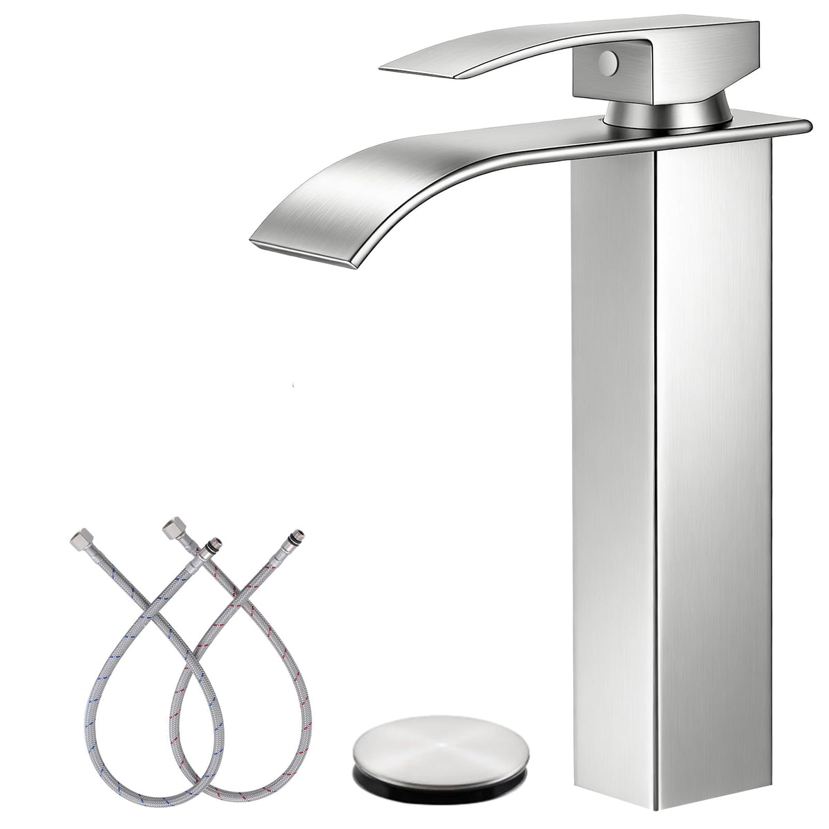 Bathroom Faucet Brushed Nickel Waterfall Single Handle Vanity Faucet