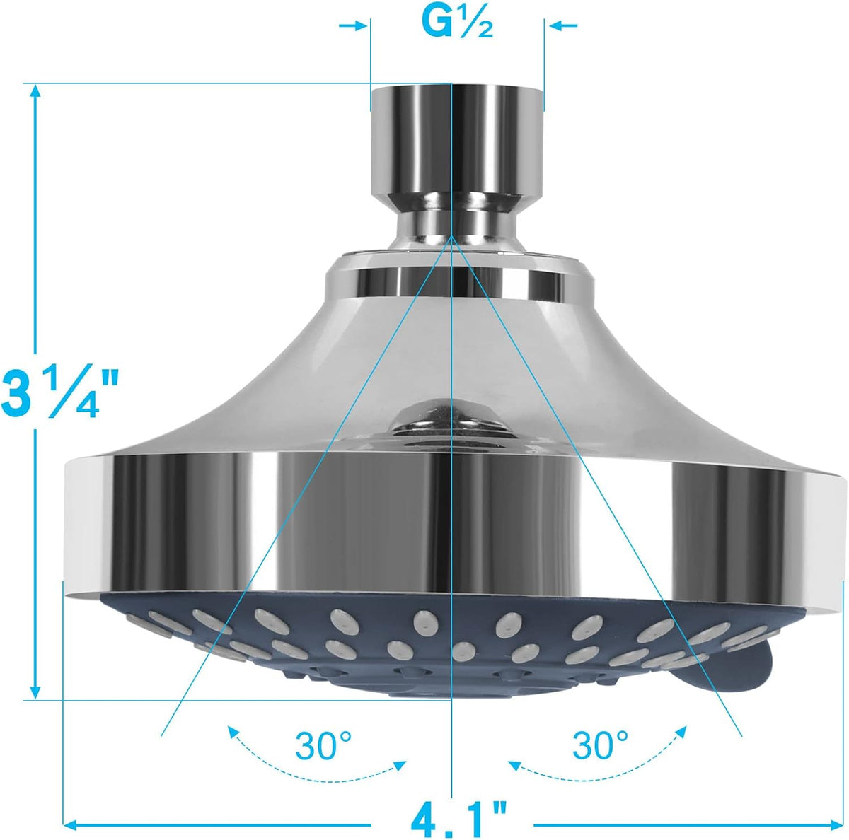 AISOSO High Pressure Rain Shower Head 5 Modes Showerhead 4.1 Inch Chrome