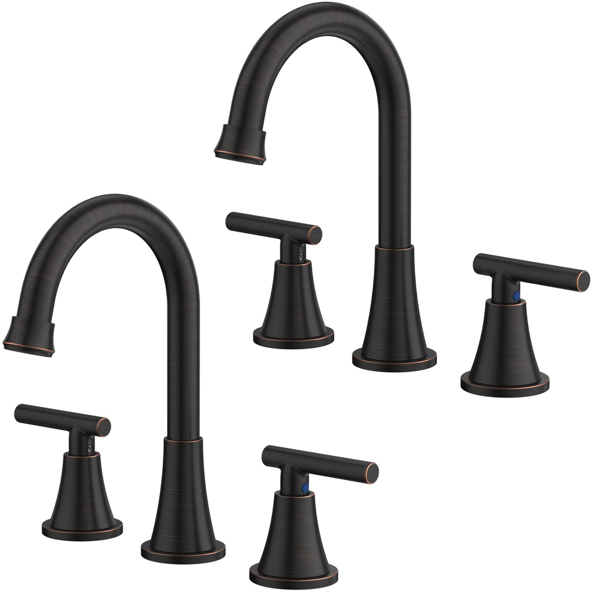 Bathroom Faucet 3 Hole, Matte Black Faucets with Drain and Supply Lines