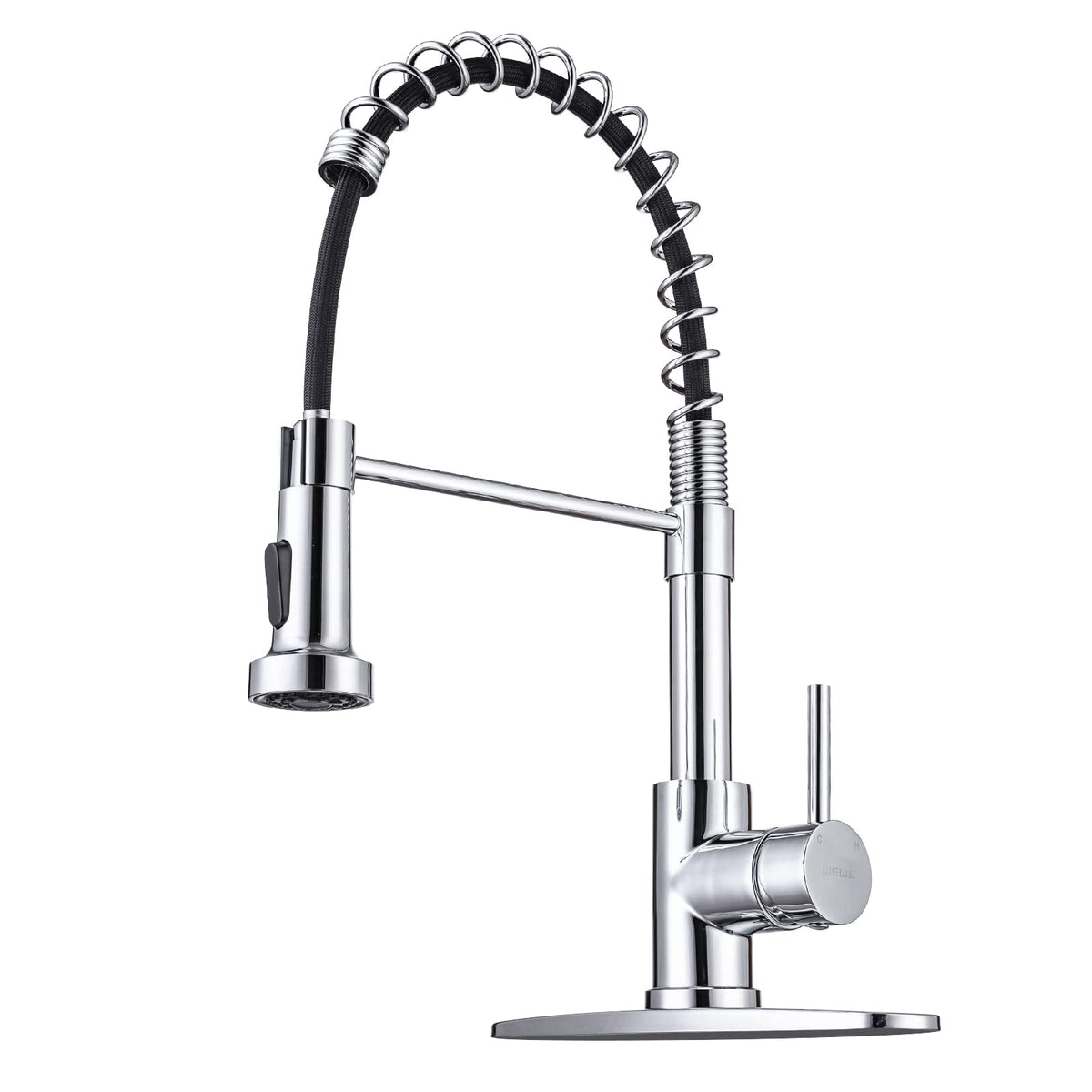 WEWE Black Kitchen Faucet with Pull Down Sprayer, High Arc Bar Sink Faucet
