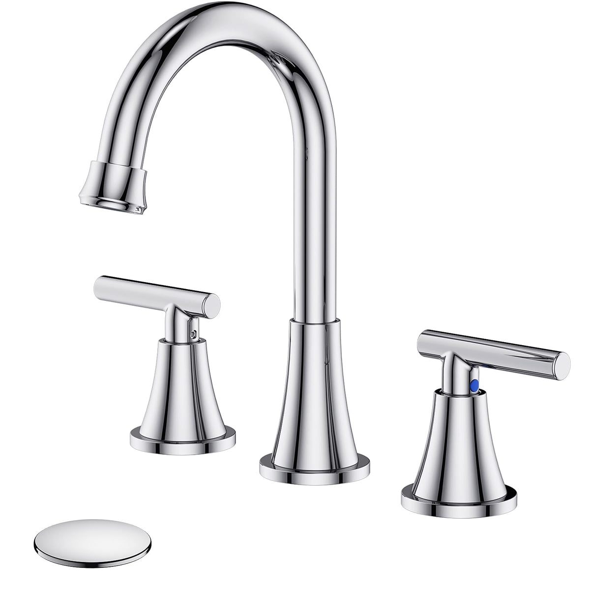 Bathroom Faucet 3 Hole, Matte Black Faucets with Drain and Supply Lines