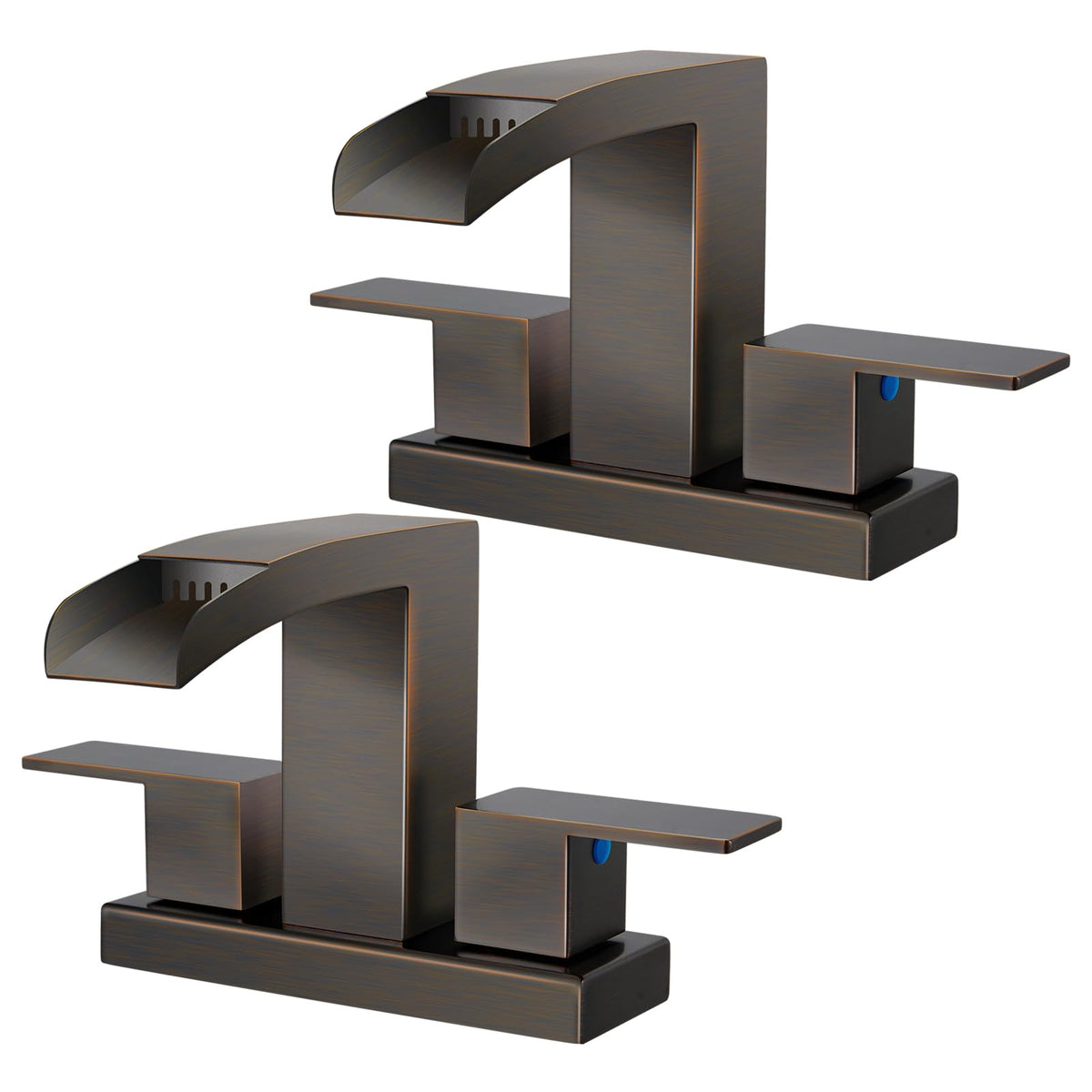 Cobbe Waterfall Bathroom Faucet, Brushed Nickel 4 Inch Centerset 3 Hole
