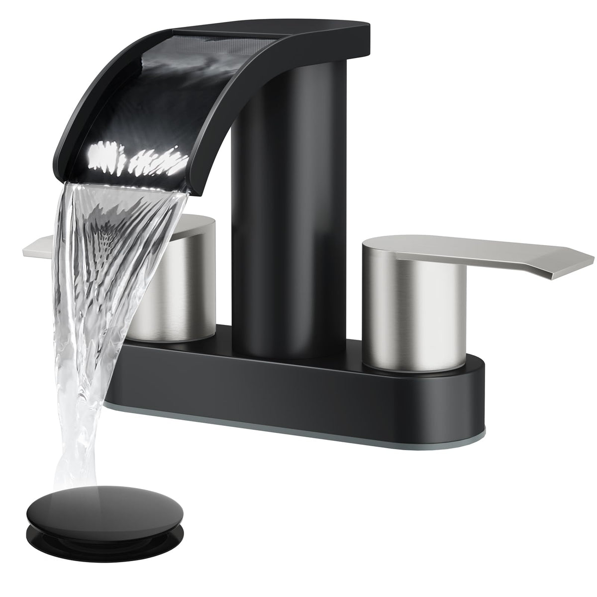 gotonovo 4’’ Centerset Bathroom Sink Faucet Waterfall Brushed Nickel