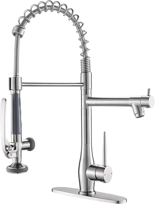 GIMILI Commercial Kitchen Sink Faucet with Pull Down Sprayer Brushed Nickel