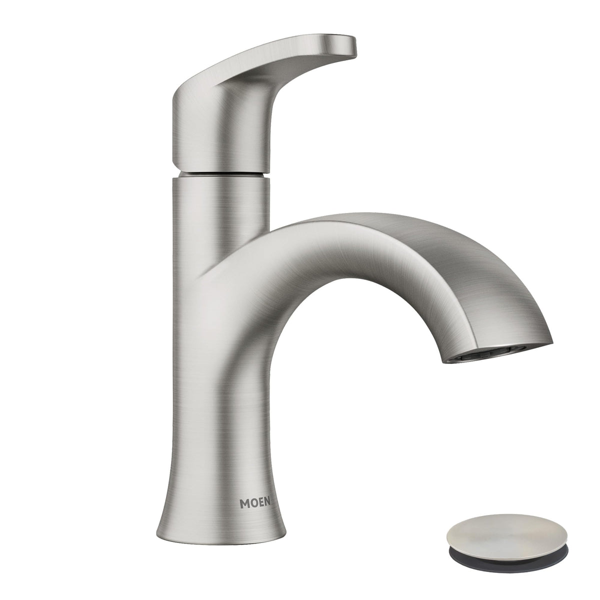 Moen Karis Spot Resist Brushed Nickel One-Handle Single Hole Bathroom Sink Faucet with Optional Deck Plate, 84346SRN