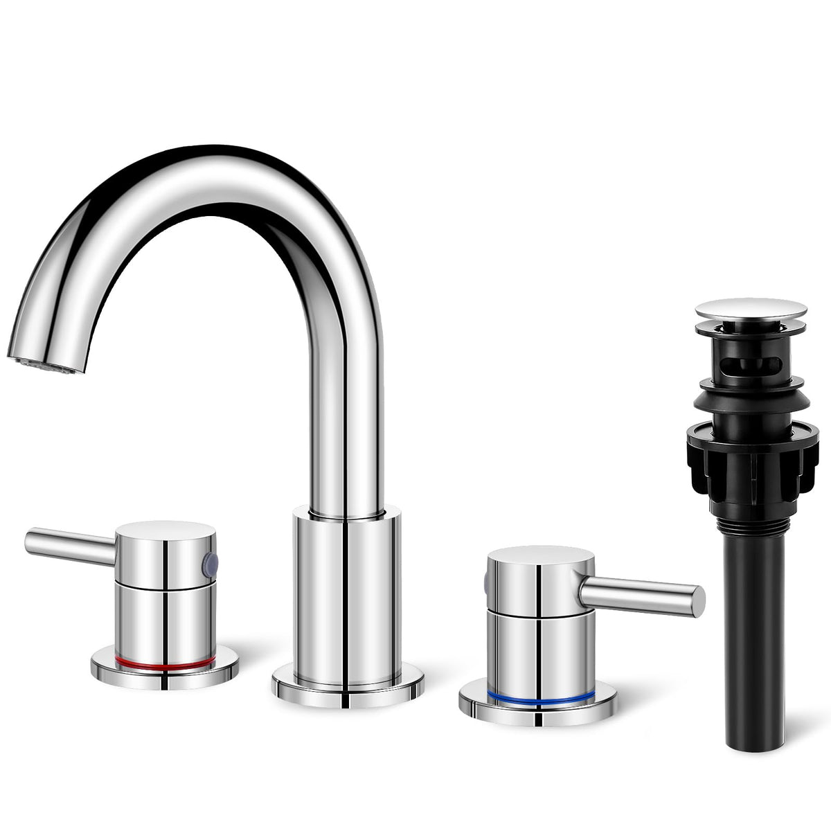 Bathroom Faucet 3 Hole Brushed Nickel, 2-Handle Widespread Faucet