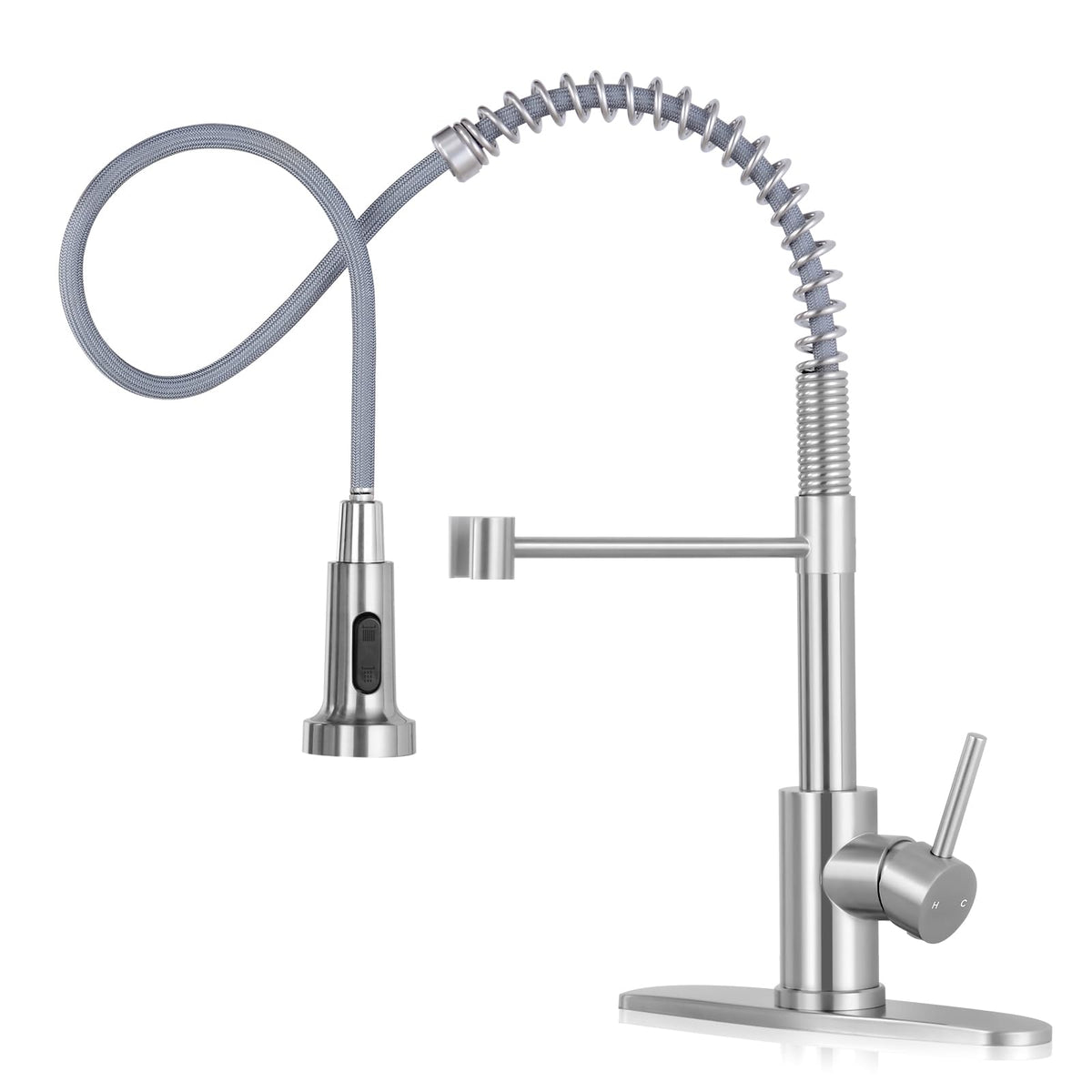 DJS Kitchen Sink Faucet with Pull Down Sprayer Single Handle Matte Black