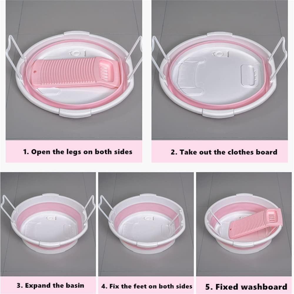 Fold Washboard Basin for Hand Washing Clothes,Non-Slip Washtub with Integrated Washboard for Hand Wash Laundry Household (Grey)