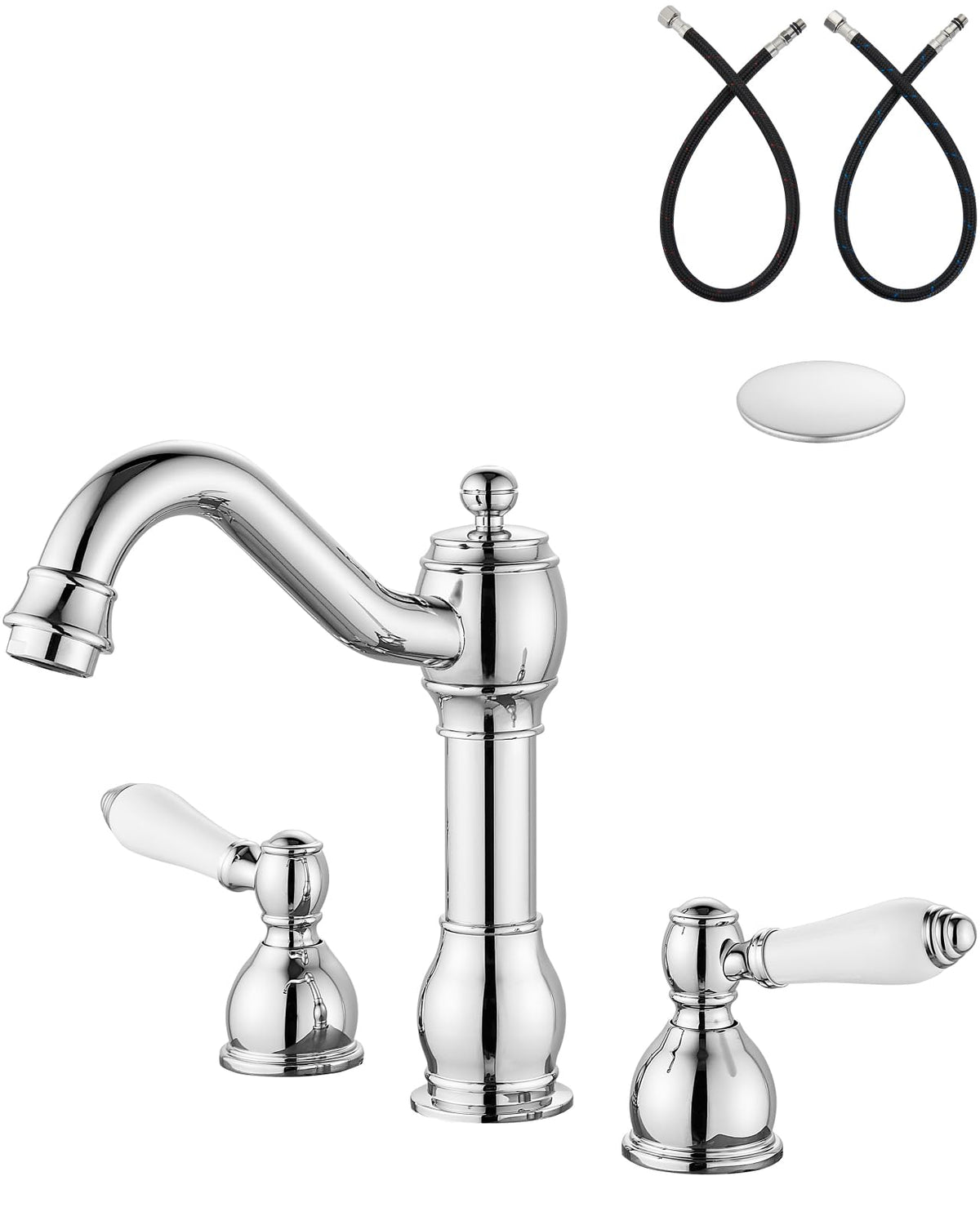 Aolemi Widespread Bathroom Sink Faucet 3 Hole Metal Lever Antique Brass