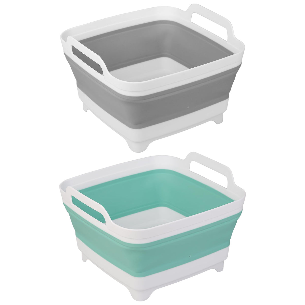 Tiawudi Dishpan for Washing Dishes, 2.4Gal/9L Wash Basin with Draining Plug Carry Handles, Collapsible Bucket for Cleaning, Portable Sink, Foldable Plastic Tub, 1PC