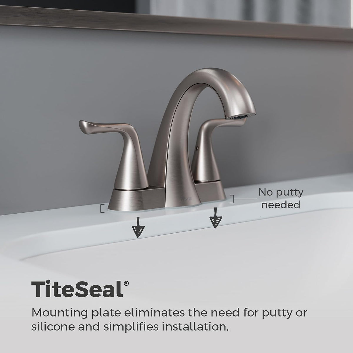 Pfister Willa 4 inch Centerset Bathroom Sink Faucet 2-Handle 3-Hole NSF Certified Spot Defense Brushed Nickel Vanity Faucet with Push & Seal Drain Installation LF048MALGS