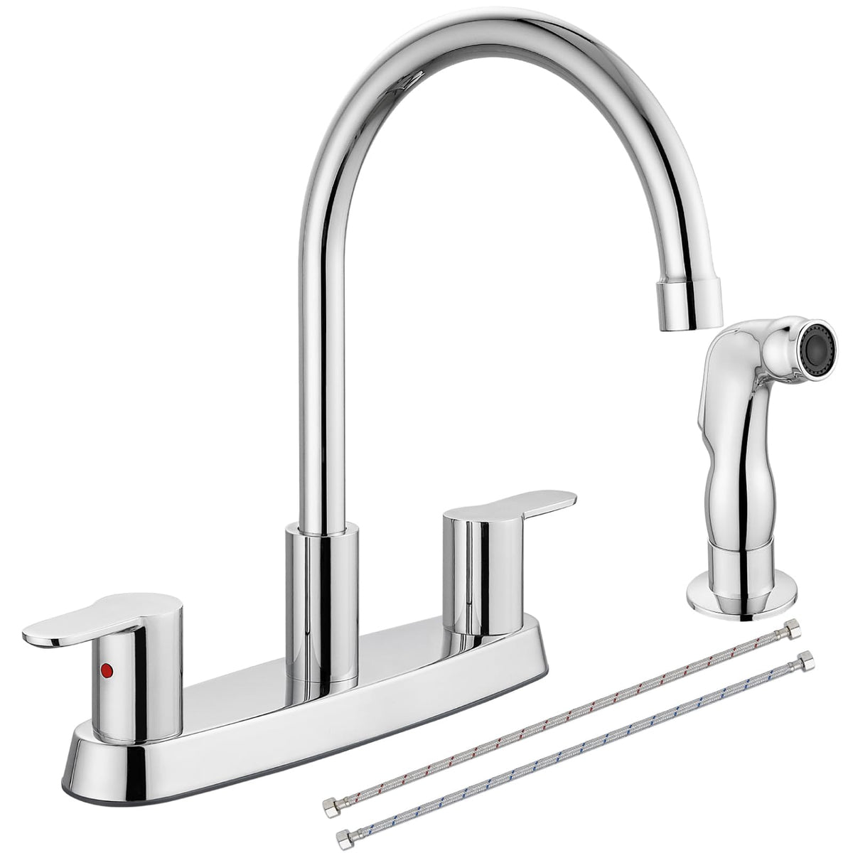 Kitchen Faucet 8 Inch Centerset Brushed Nickel 2-3 Hole Without Sprayer