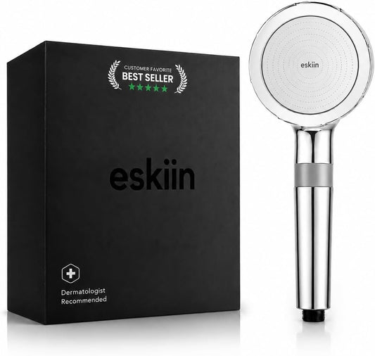 Eskiin Filtered Shower Head - Best HandHeld Shower Head With Filters For Healthy Hair & Skin - High Pressure - Reduce Dandruff, Protect Colored Hair, And Soothe Dry Skin (Chrome)