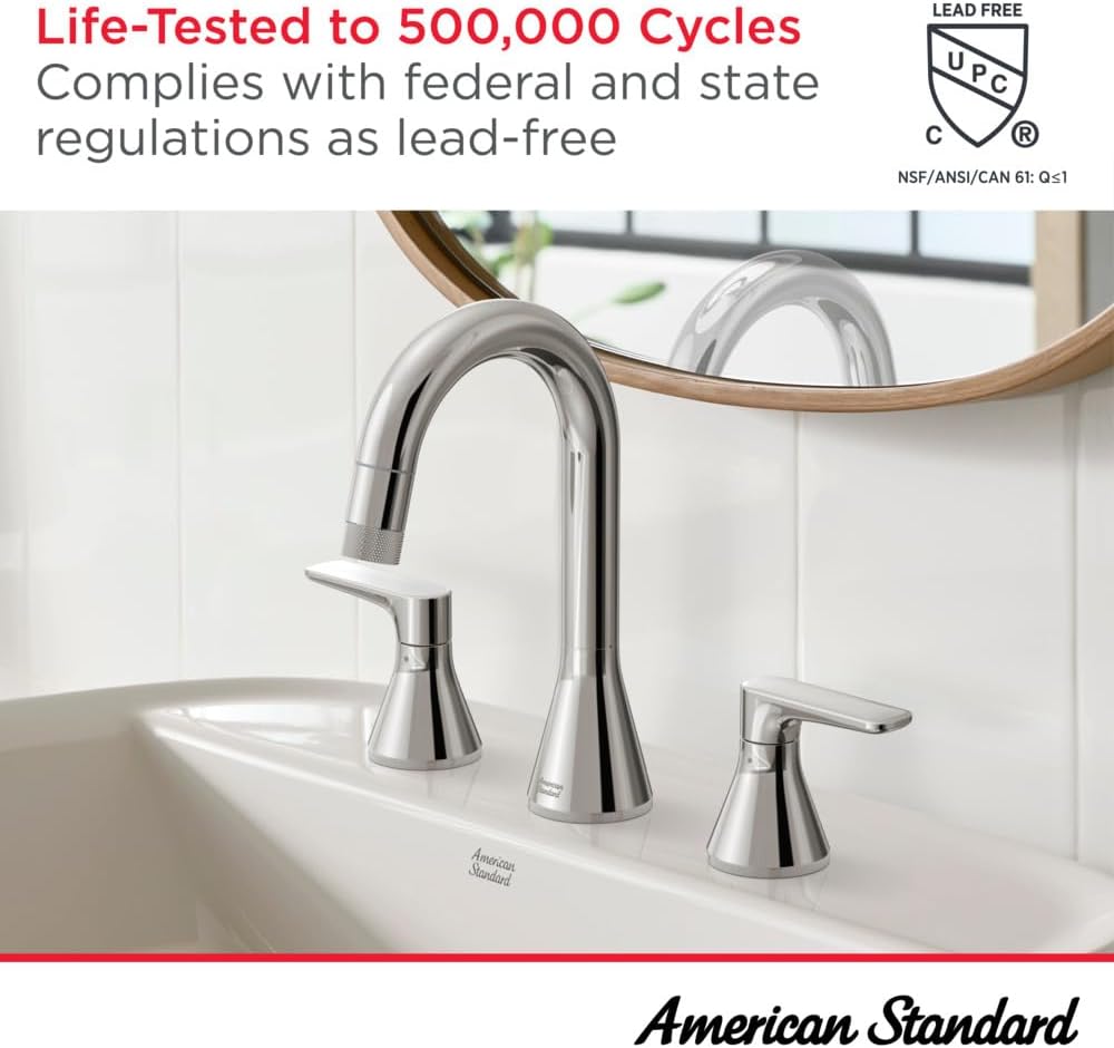 American Standard Colony Pro Single-Handle Bathroom Sink Faucet with Metal Drain, 1.2 GPM, Polished Chrome 7075000.002