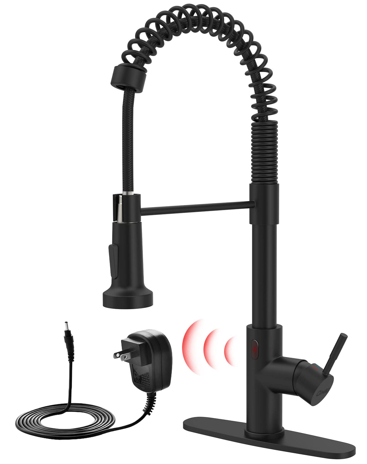 GIMILI Matte Black Touchless Kitchen Faucet with Spring Pull Down Sprayer