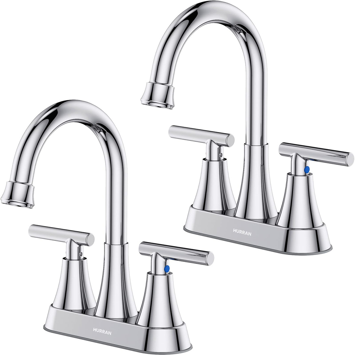 Matte Black Bathroom Faucet, Hurran 4 inch Centerset 2-Handle Lead-Free