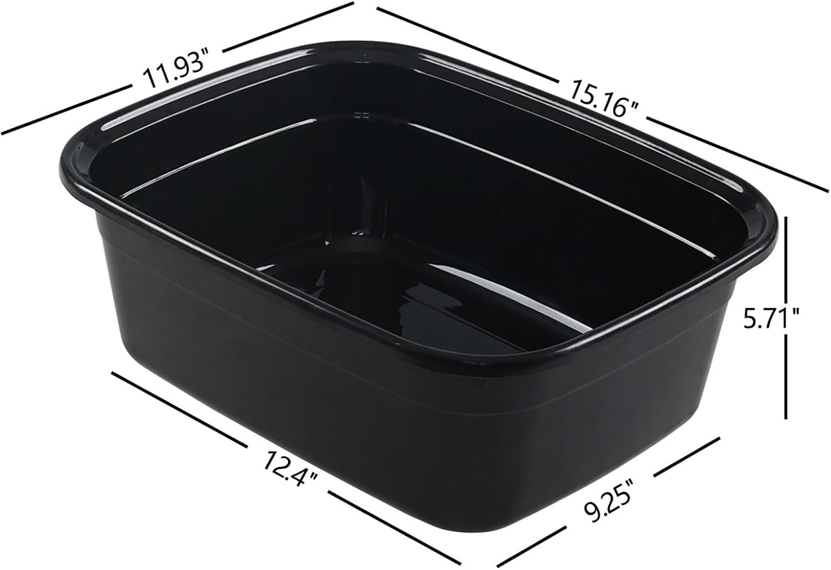 Asking 14 Quart Rectangular Plastic Dish Pan Tub, Portable Washbasin, Black