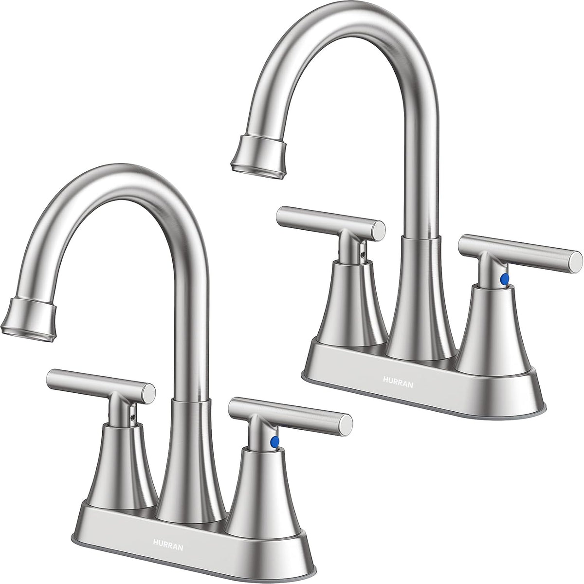 Bathroom Faucet, Hurran 4 inch Centerset 2-Handle Lead-Free, Brushed Nickel