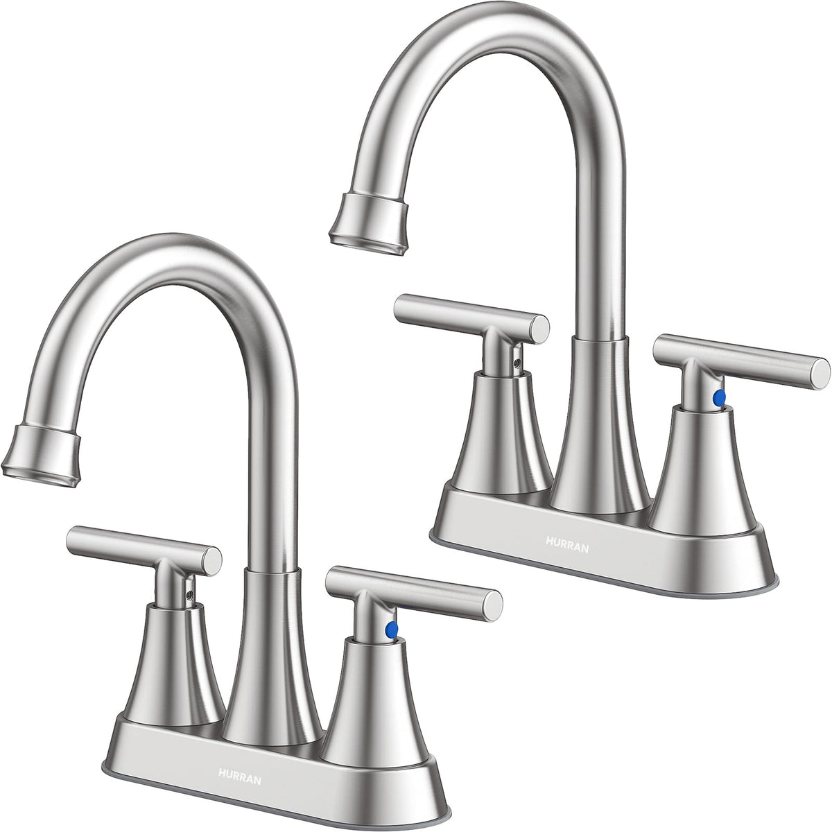 Matte Black Bathroom Faucet, Hurran 4 inch Centerset 2-Handle Lead-Free