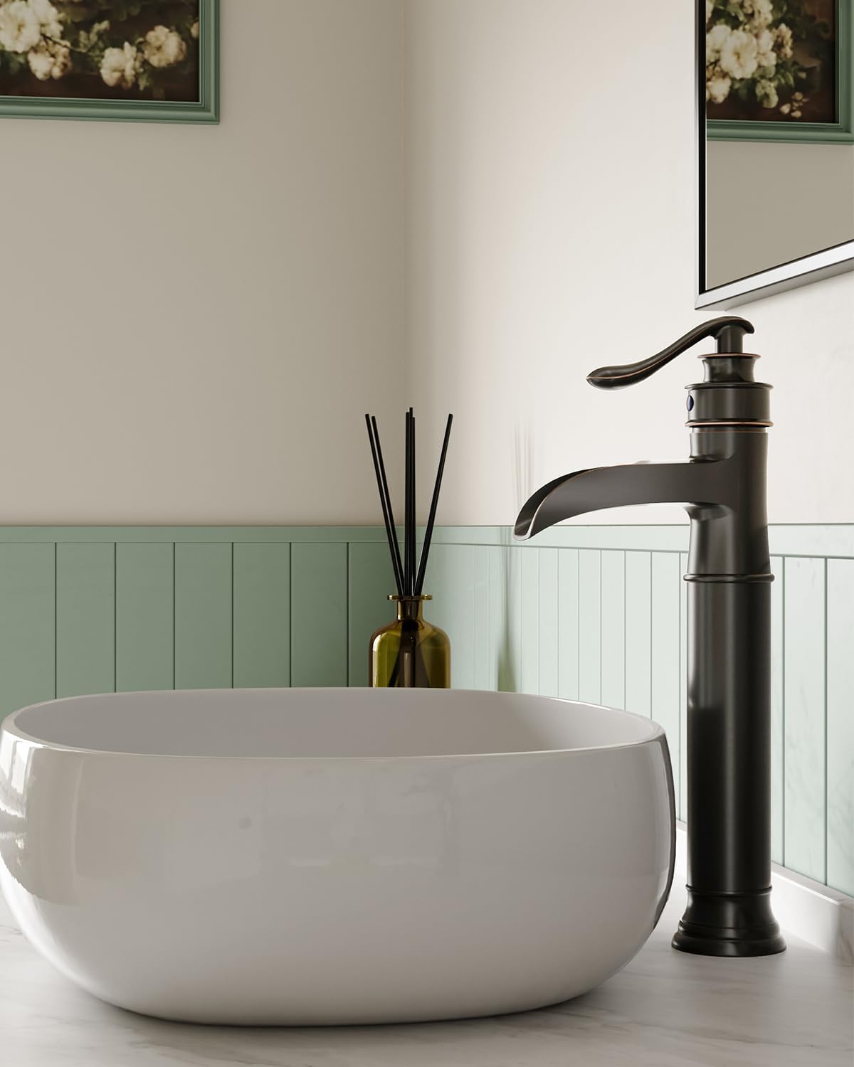 BWE Waterfall Spout Oil Rubbed Bronze Bathroom Faucet Vessel Sink Faucet