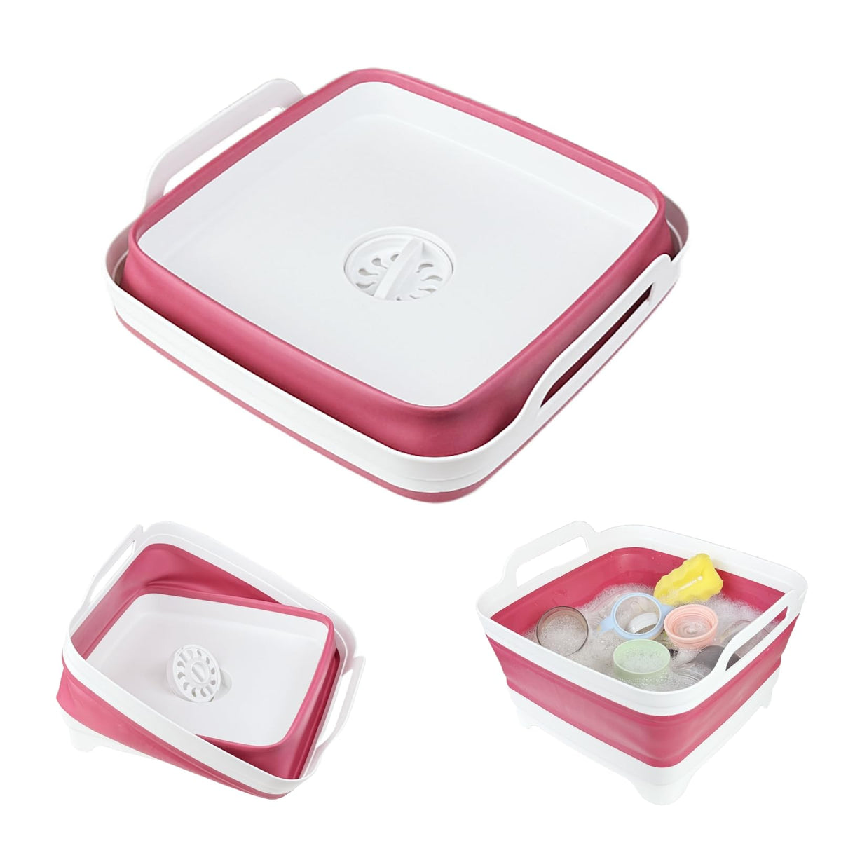 GIMWA 2.4Gal Collapsible Dish Basin with Drain Plug, Baby Bottle Wash Basin