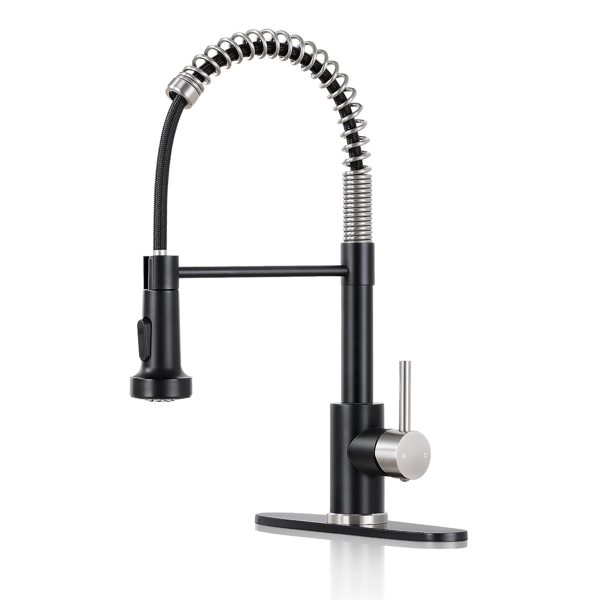 DJS Kitchen Sink Faucet with Pull Down Sprayer Single Handle Matte Black