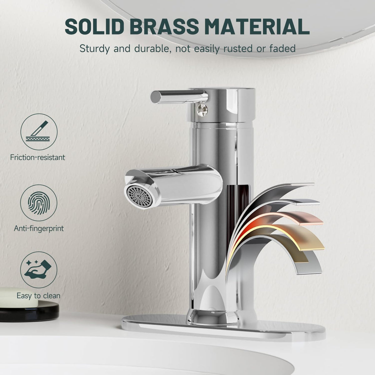 Bathroom Faucet for 1 or 3 Holes, Brass, Chrome