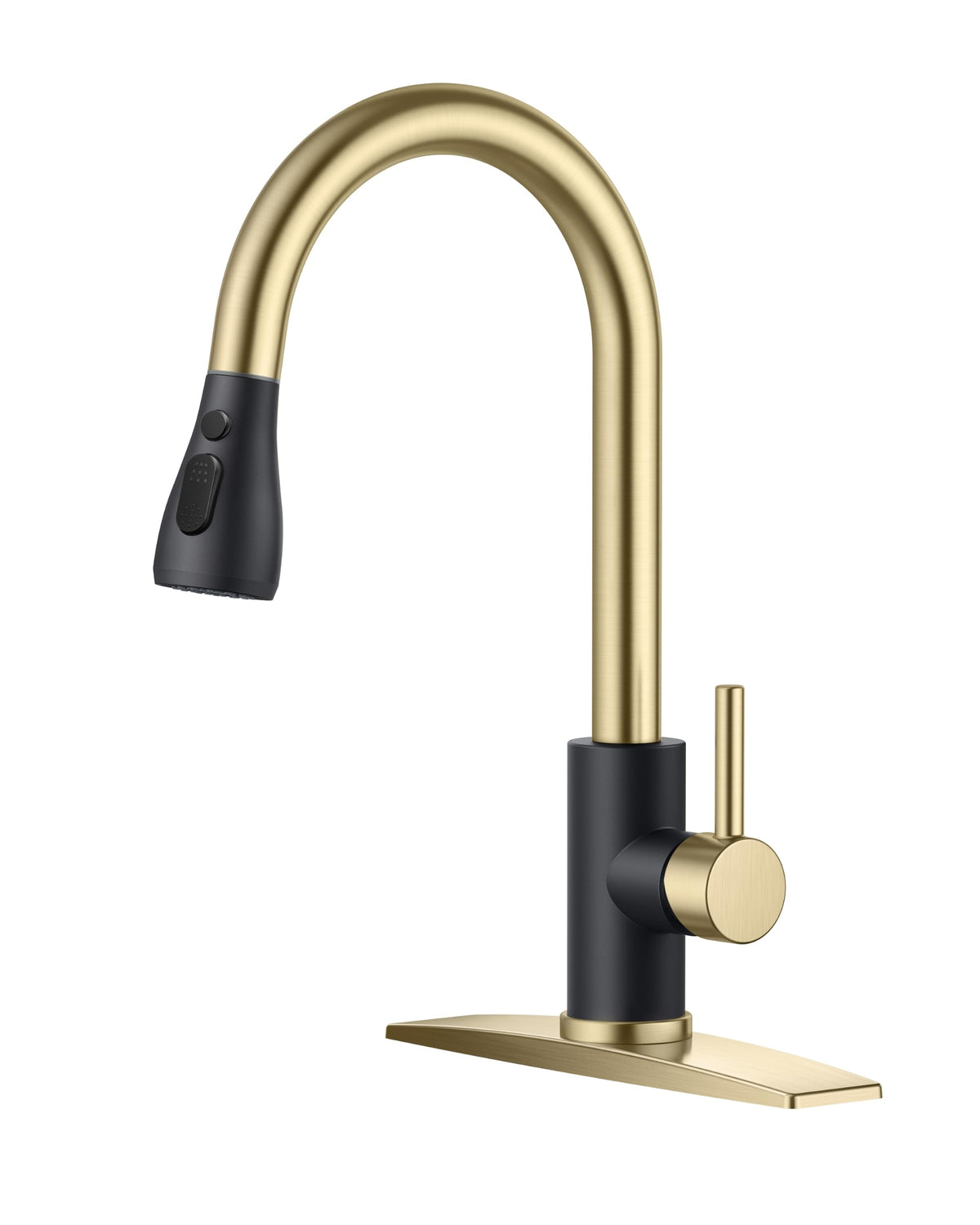 FORIOUS Black Kitchen Faucet with Pull Down Sprayer, Stainless Steel