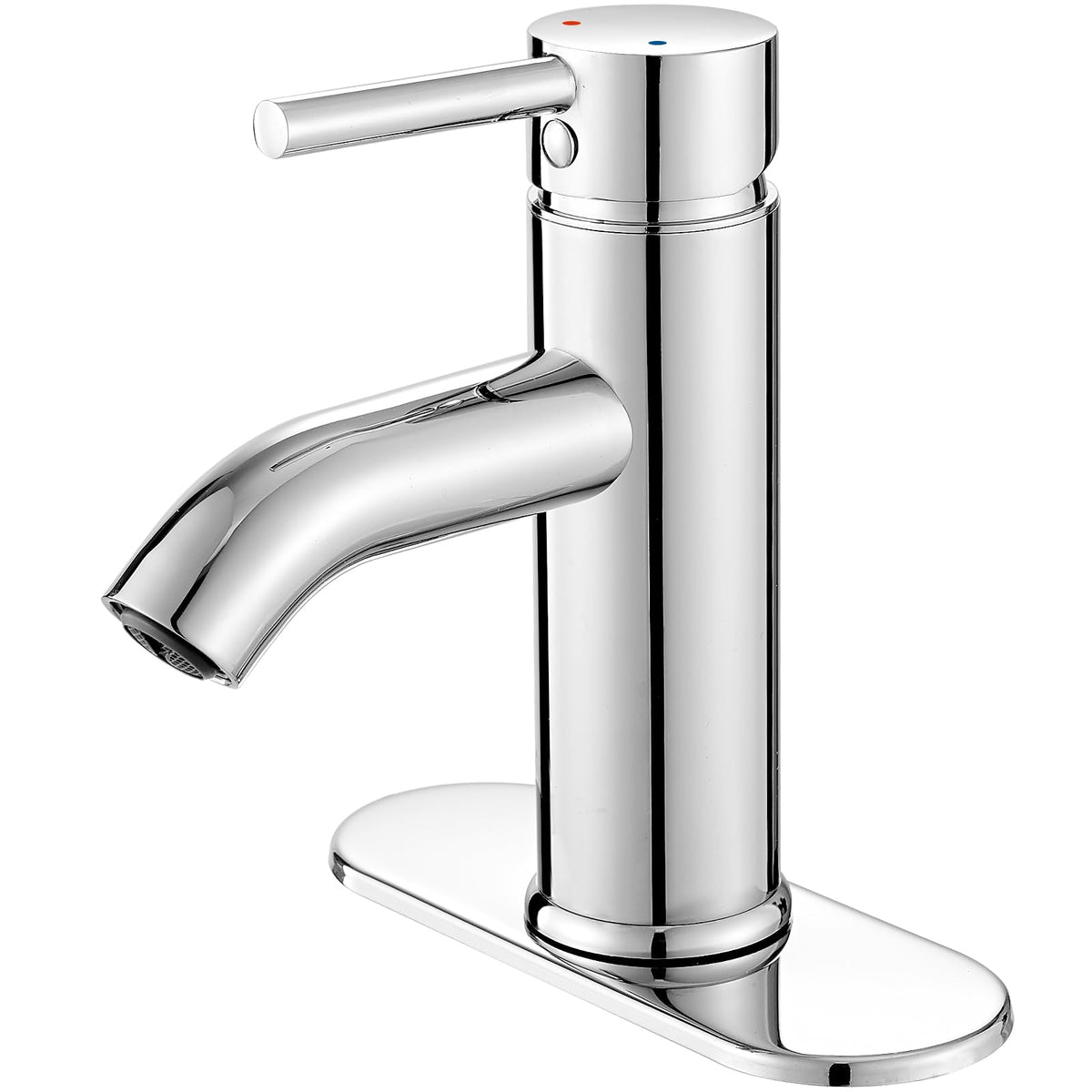 Bathroom Faucet Brushed Nickel Modern Single Hole Bathroom Sink Faucet with Single Handle Suitable for 1 or 3 Holes,Supply Deck Plate and Hose