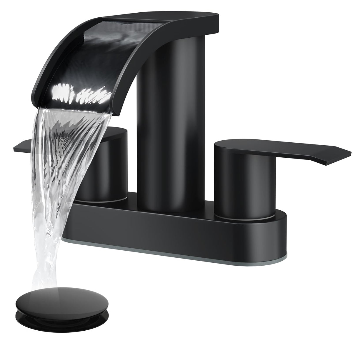 gotonovo 4’’ Centerset Bathroom Sink Faucet Waterfall Brushed Nickel