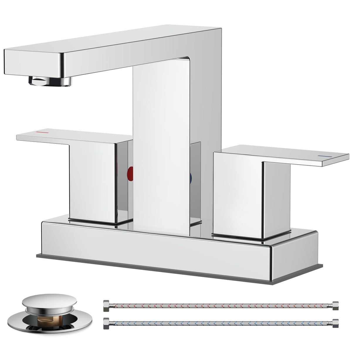 FORIOUS Black Bathroom Faucet 3 Hole, Matte Black Bathroom Sink Faucet Wide
