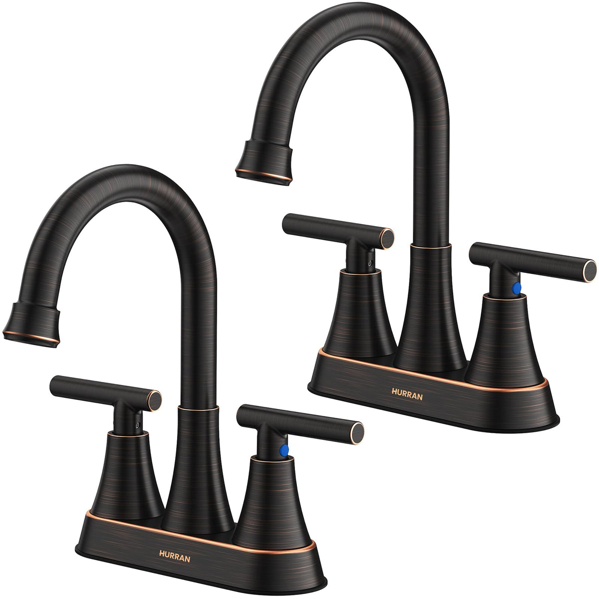 Bathroom Faucet, Hurran 4 inch Centerset 2-Handle Lead-Free, Brushed Nickel