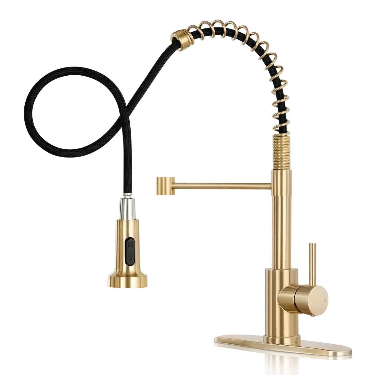 DJS Kitchen Sink Faucet with Pull Down Sprayer Single Handle Matte Black