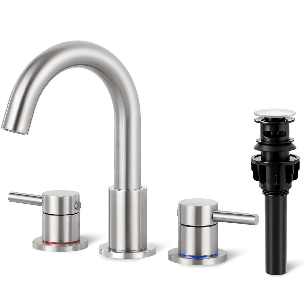 Bathroom Faucet 3 Hole Brushed Nickel, 2-Handle Widespread Faucet