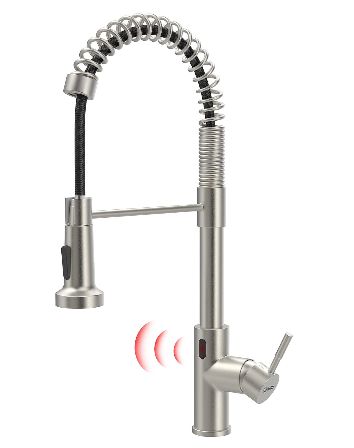 GIMILI Matte Black Touchless Kitchen Faucet with Spring Pull Down Sprayer