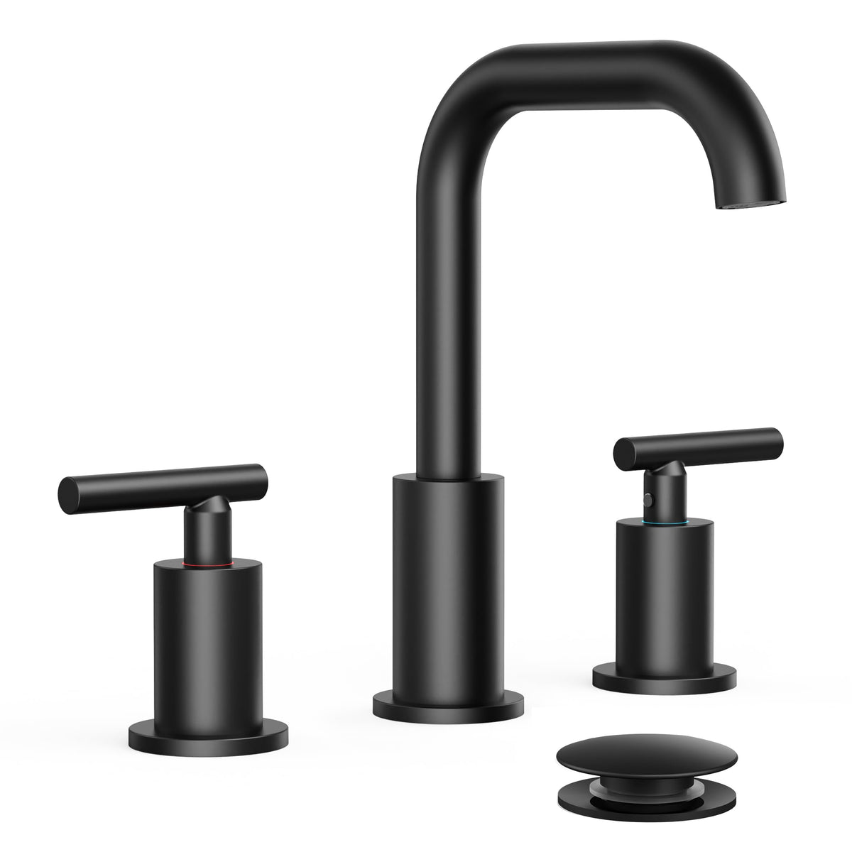 FORIOUS Bathroom Sink Faucet 3 Hole Widespread 8 Inch 2 Handle Matte Black