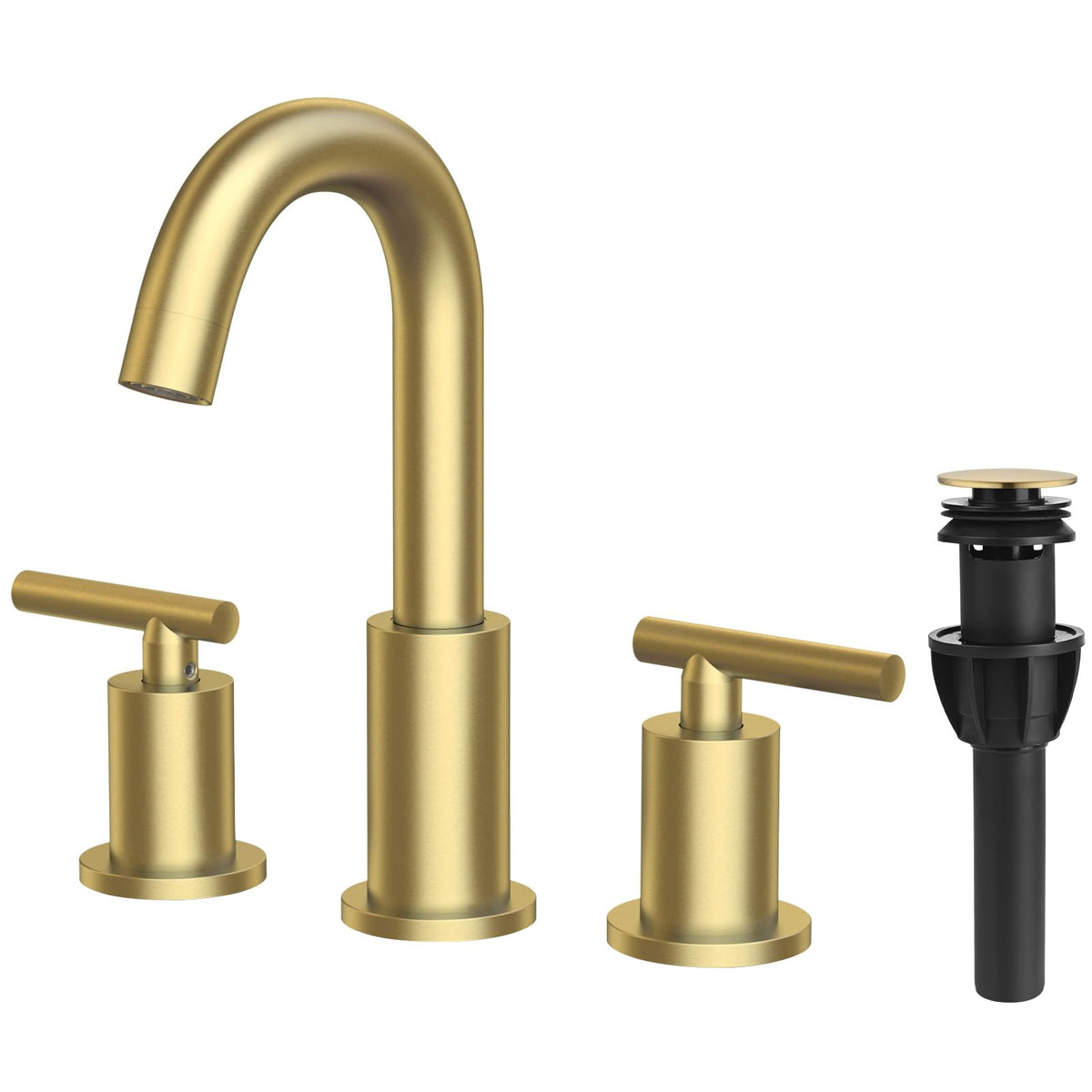 TRUSTMI Brushed Gold Bathroom Faucet 3 Hole 8 Inch Widespread, Swivel Spout
