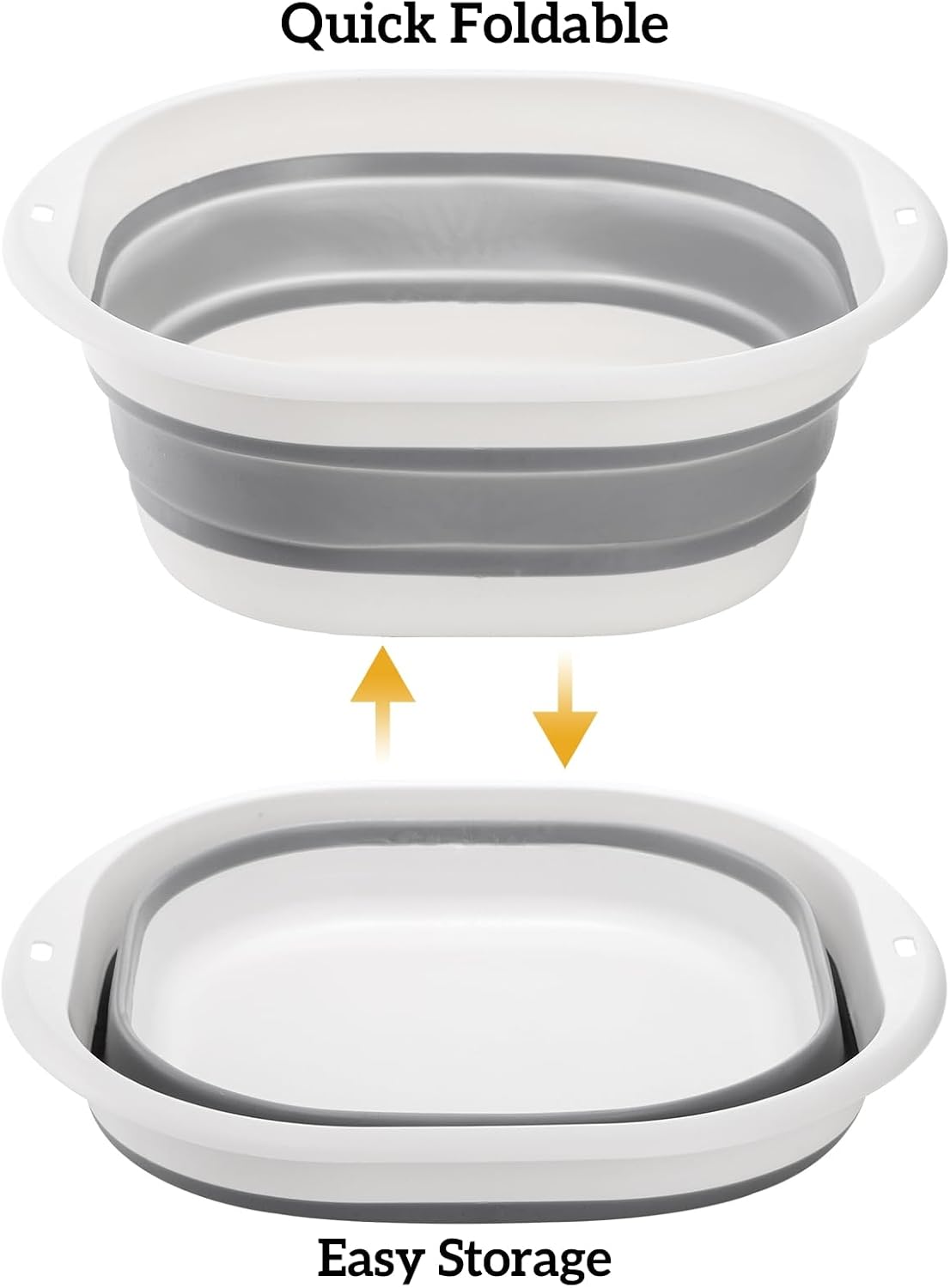 Goaste 3 Pack Collapsible Wash Basin, Portable Washing Basin, Foldable Dish Tub Square, Space Saving Plastic Washtub for Dishing, Fruit, Camping, Laundry, Hiking & Home (Grey)