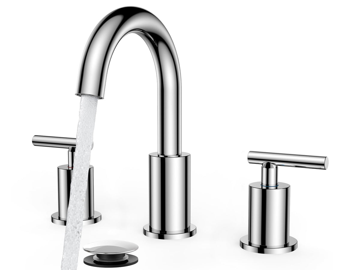 FORIOUS 8 Inch Brushed Gold Bathroom Faucet 3 Hole, Widespread Gold Faucet