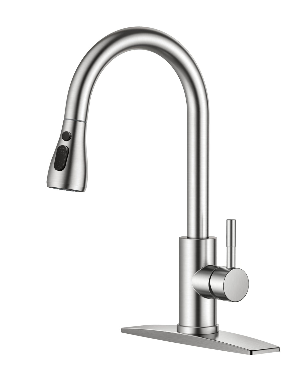 FORIOUS Black Kitchen Faucet with Pull Down Sprayer, Stainless Steel