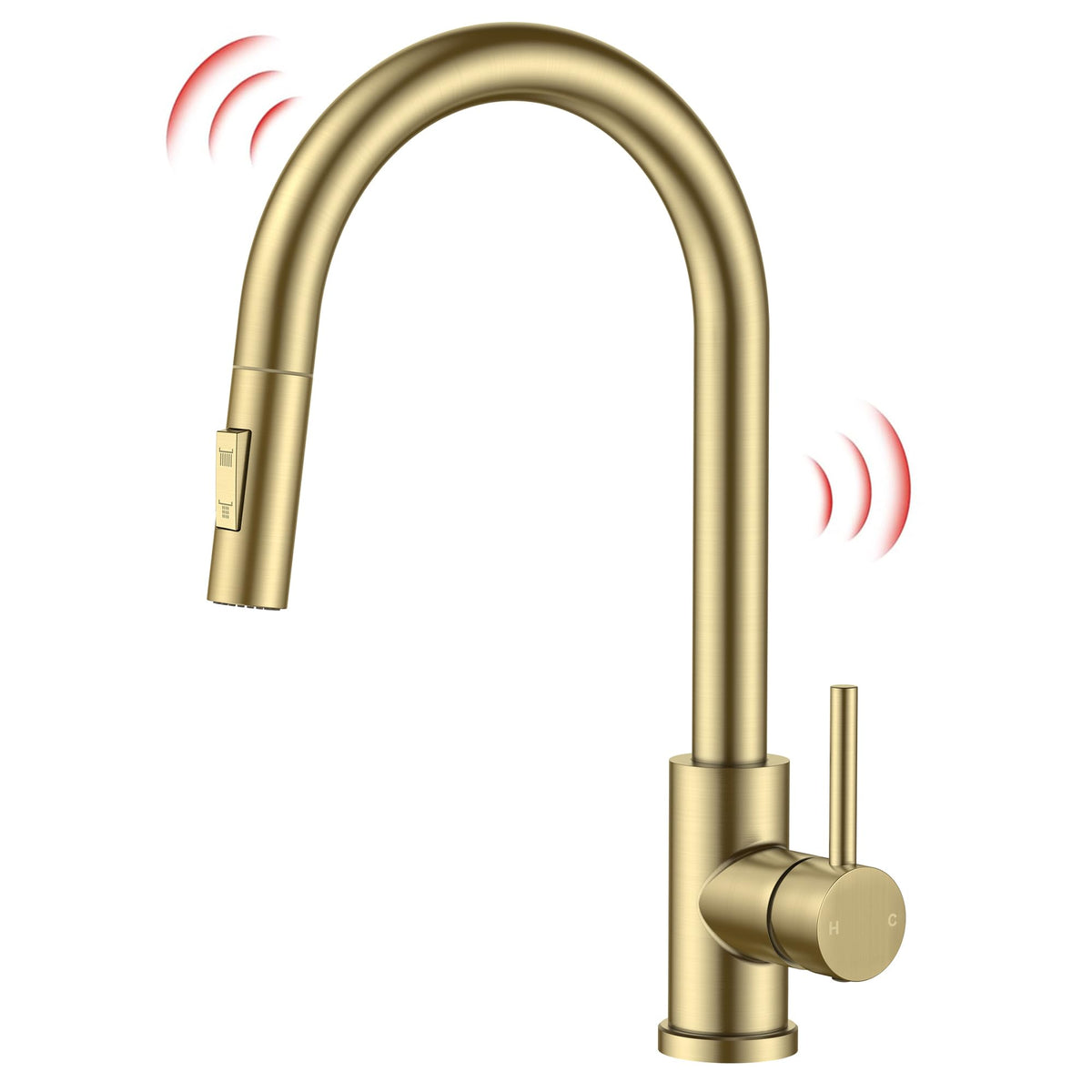 FORIOUS Kitchen Faucet, 2-Mode Pull Down Sprayer, Classic Brushed Gold